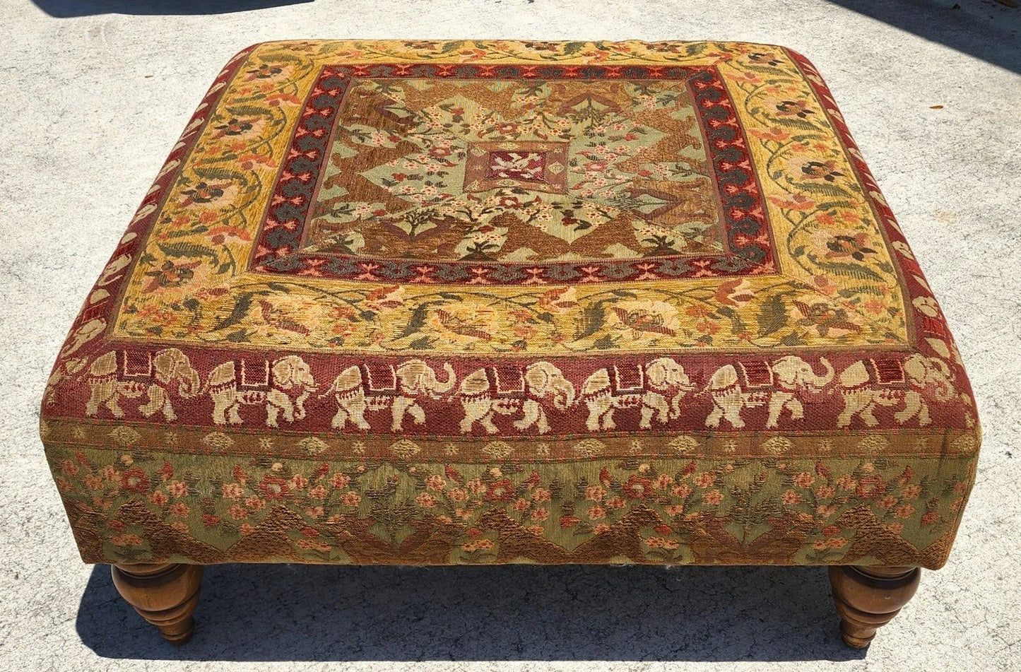 Large Ottoman with Leopards Dogs Elephants
