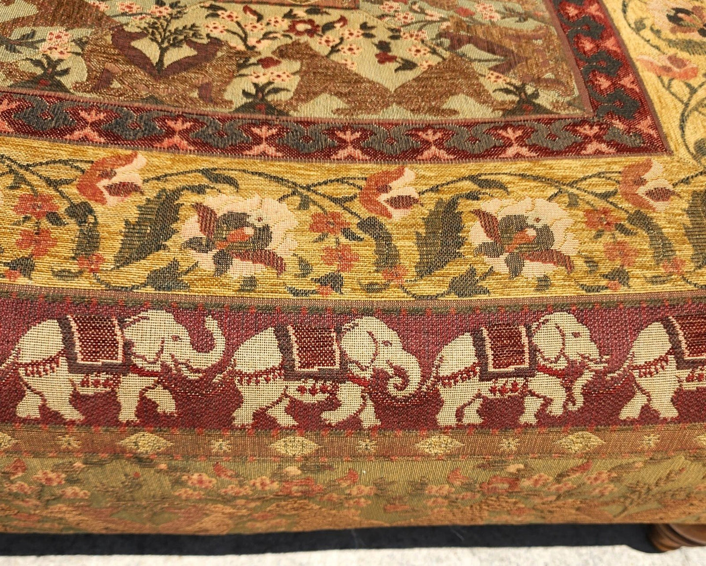 Large Ottoman with Leopards Dogs Elephants