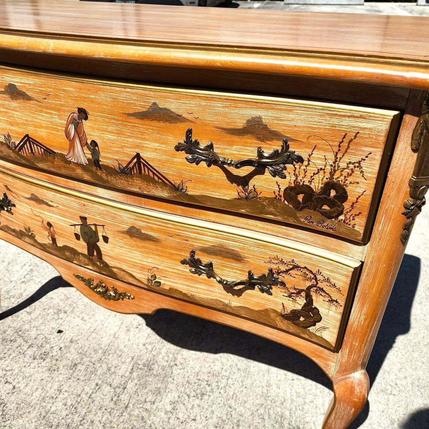 Pam Bolick Asian Commode Dresser By CENTURY FURNITURE Hand Painted & Signed