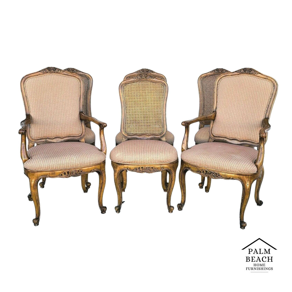 HENREDON French Provincial Cane Back Dining Chairs - Set of 6