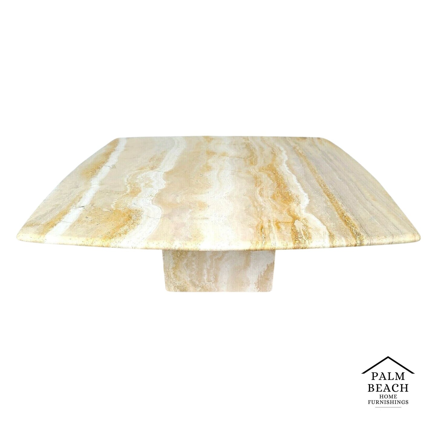 MCM Italian Travertine Marble Cocktail Coffee Table