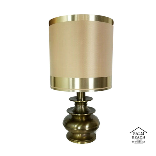 Magnificent 30" Vintage MCM Lamp w Brass Wrapped Shade Mid Century Modern