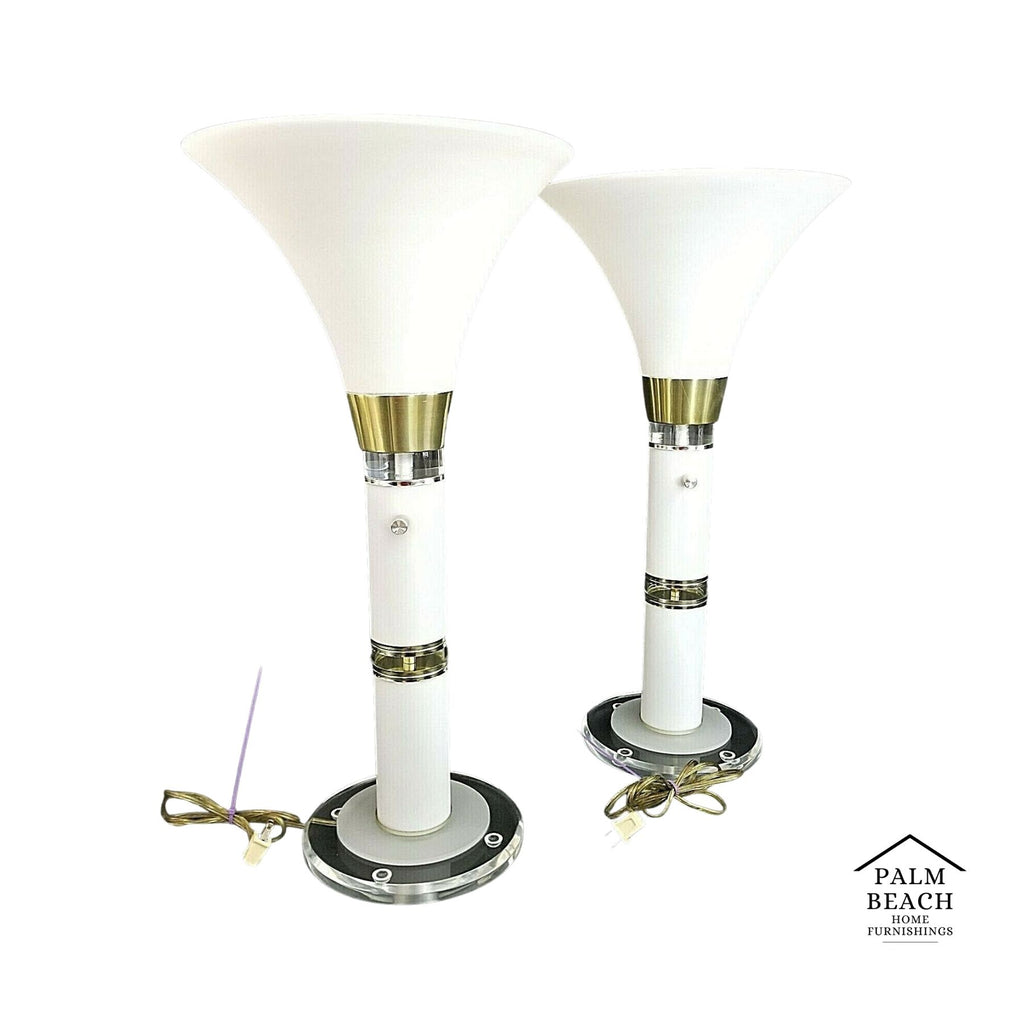 (2) 70's Karl Springer Style Torchier Table Lamps