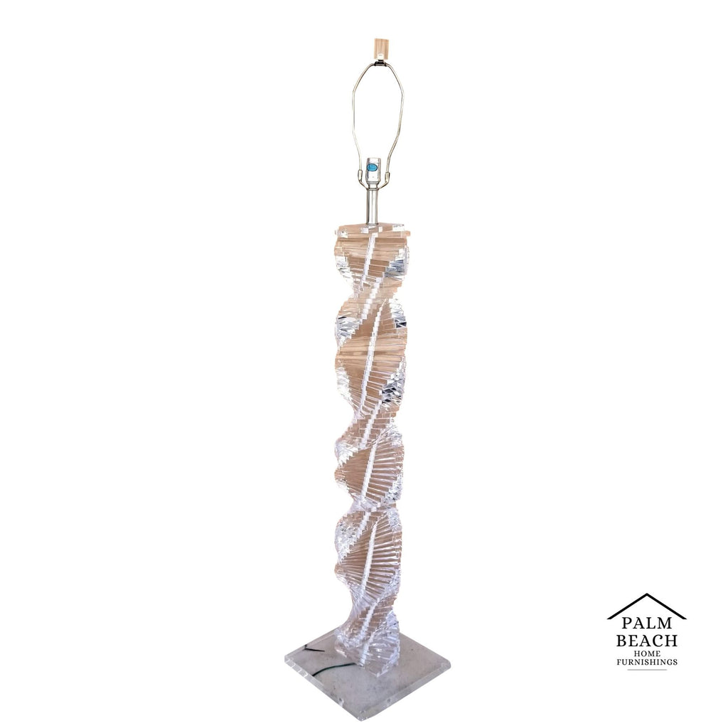 1970's Karl Springer Style Lucite Stacked Helix Spiral Staircase Floor Lamp