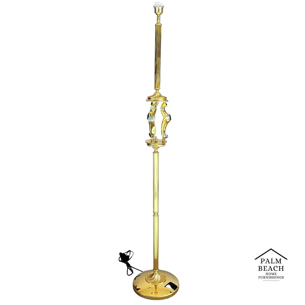 62" Modern Hollywood Regency Solid Brass Floor Lamp with Foot Switch