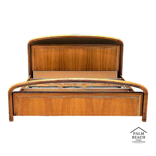 Rare Vintage MCM AFRICAN YELLOW WOOD King Size Platform Bed Frame