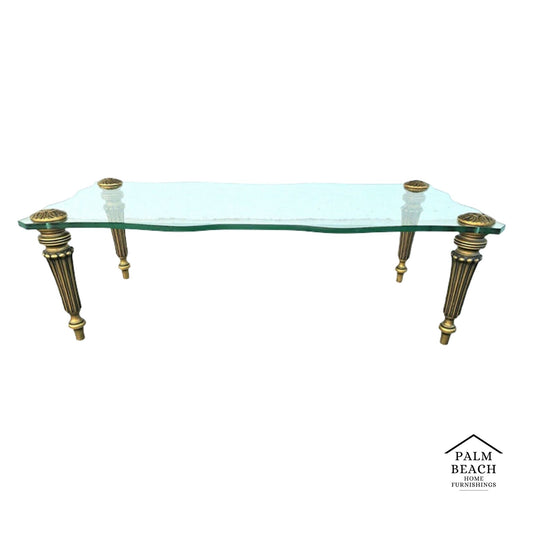FRANCISCO HURTADO Style Sculptural Hollywood Regency Glass Coffee Cocktail Table