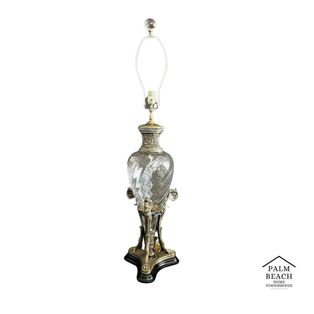 Tall Swirl Glass with Scroll & Paw Base Ornate Collar Table Lamp by CASTILIAN