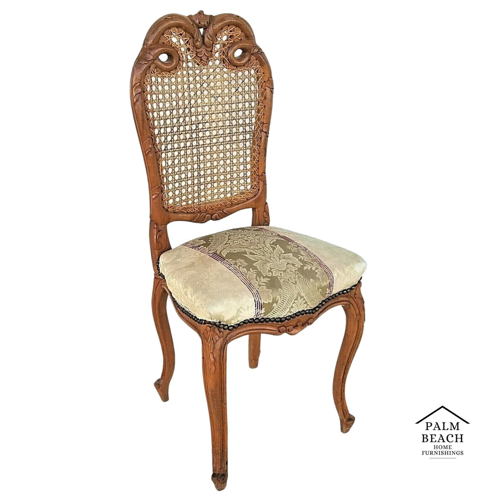 Antique French Provincial Louis XV Caned Vanity Accent Chair