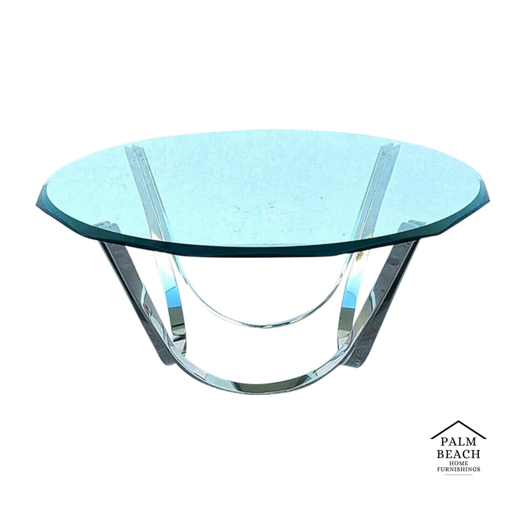 70's Roger Sprunger for Dunbar Chrome Glass Coffee Table