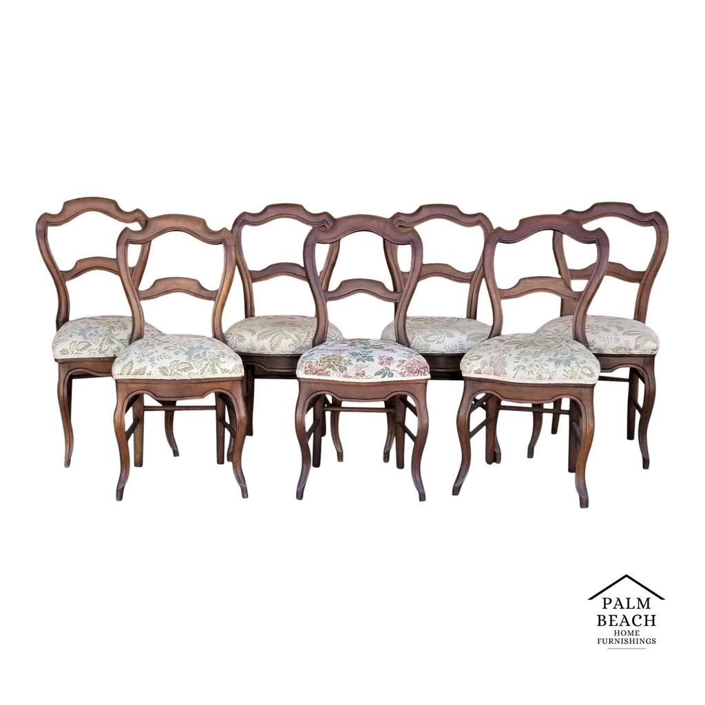 Set of 7 Antique circa 1900 Victorian Balloon Back Chairs