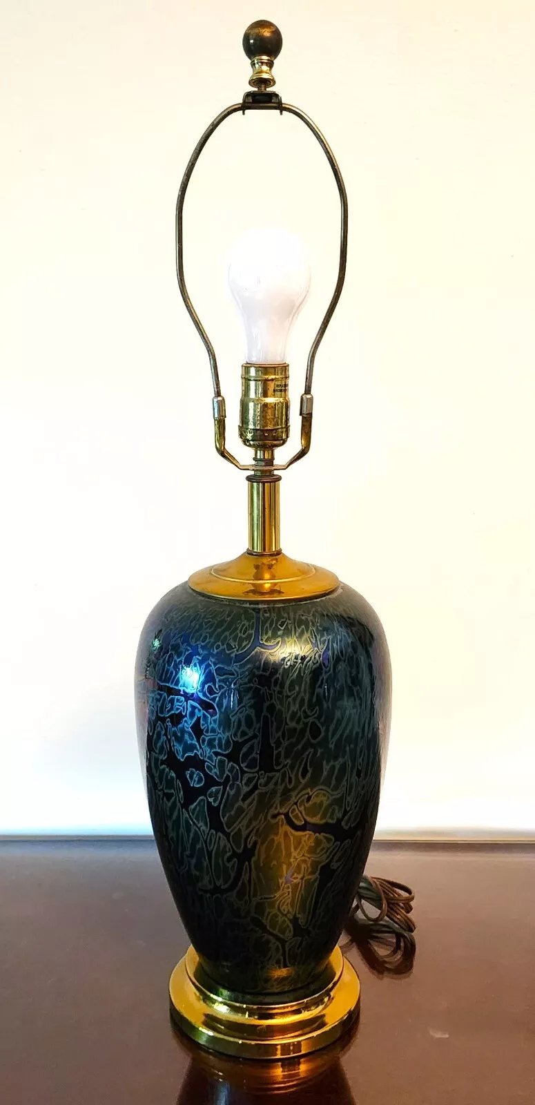 Vintage Royal Brierley Table Lamp Iridescent Signed