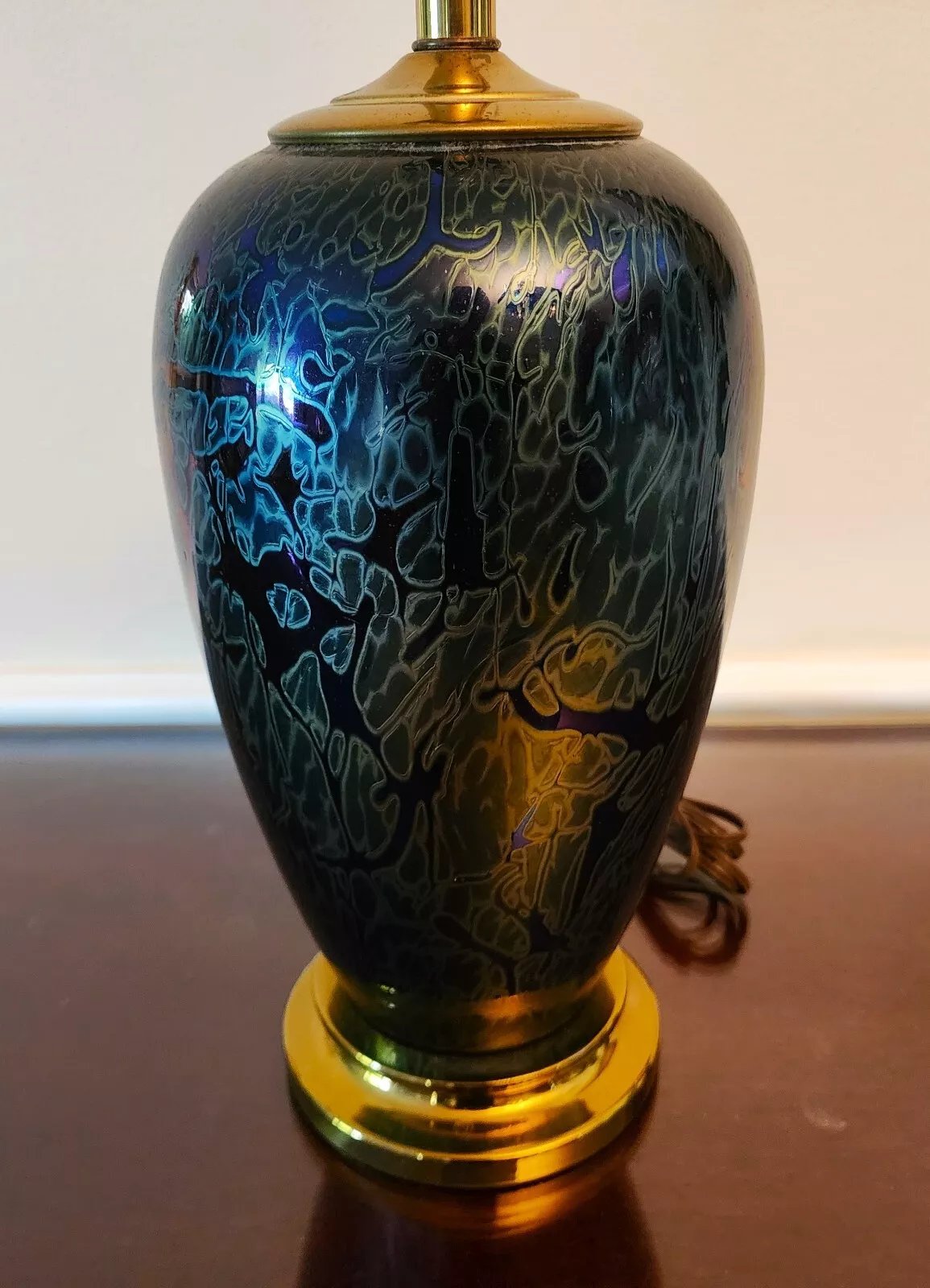 Vintage Royal Brierley Table Lamp Iridescent Signed