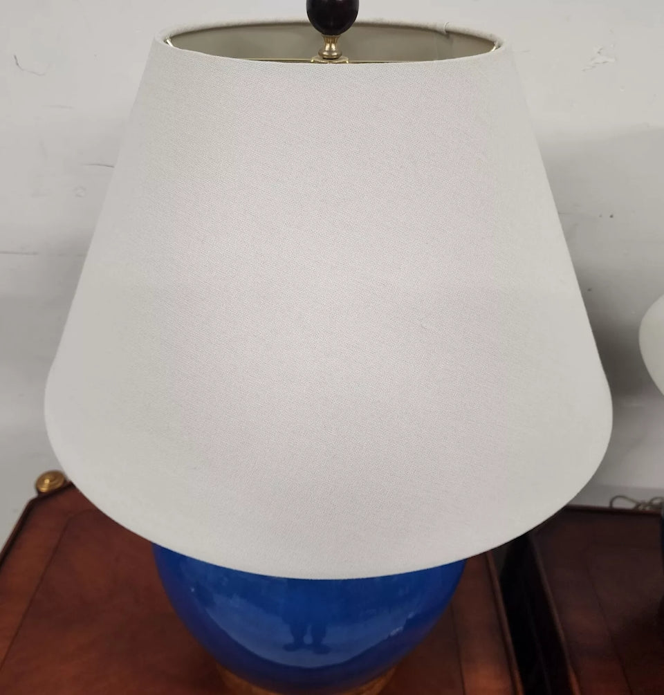 Ralph Lauren Table Lamps Ceramic Blue Pair