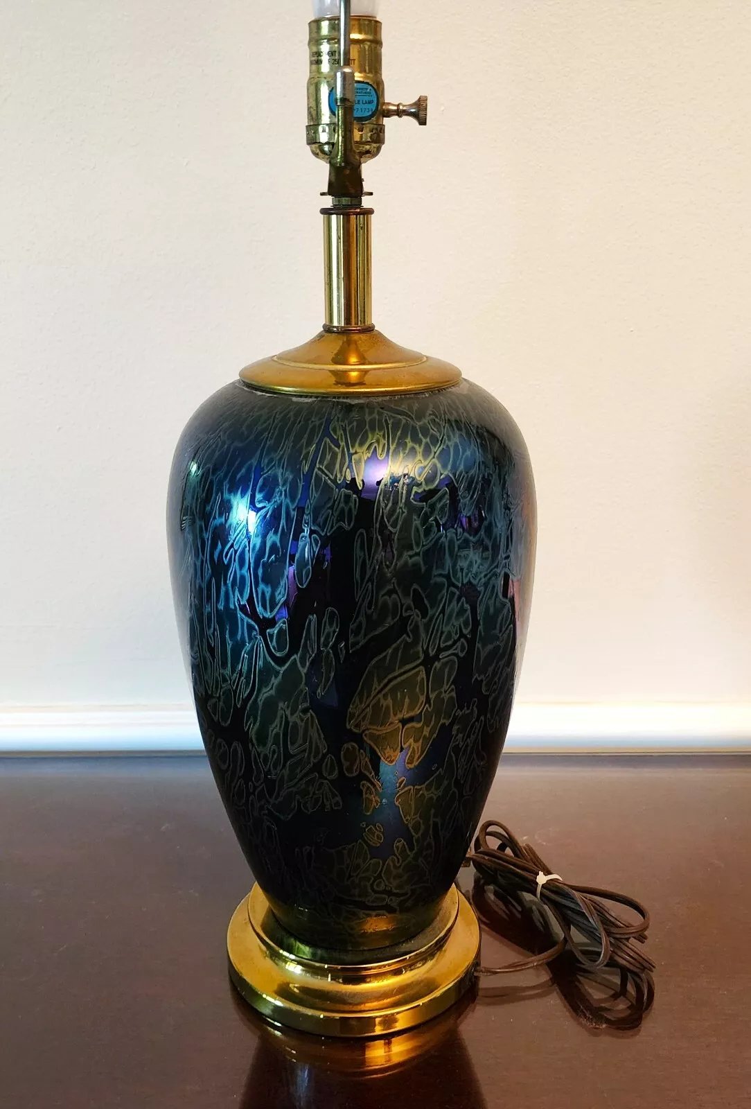 Vintage Royal Brierley Table Lamp Iridescent Signed