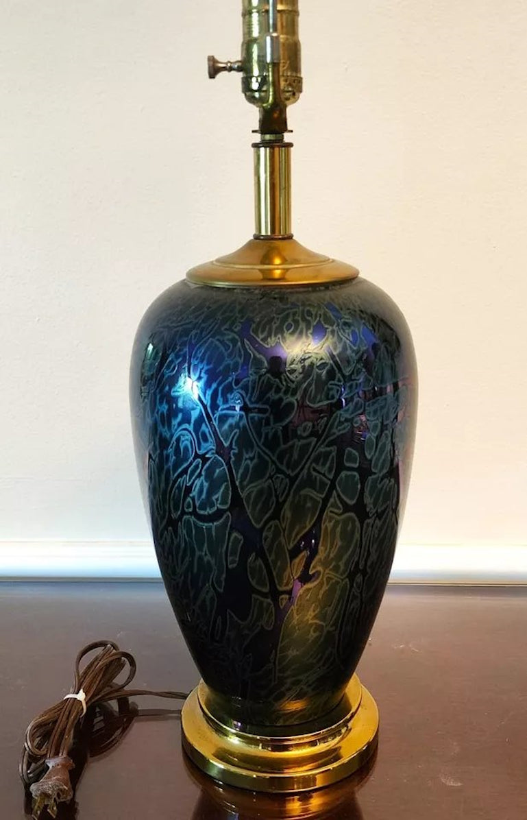 Vintage Royal Brierley Table Lamp Iridescent Signed