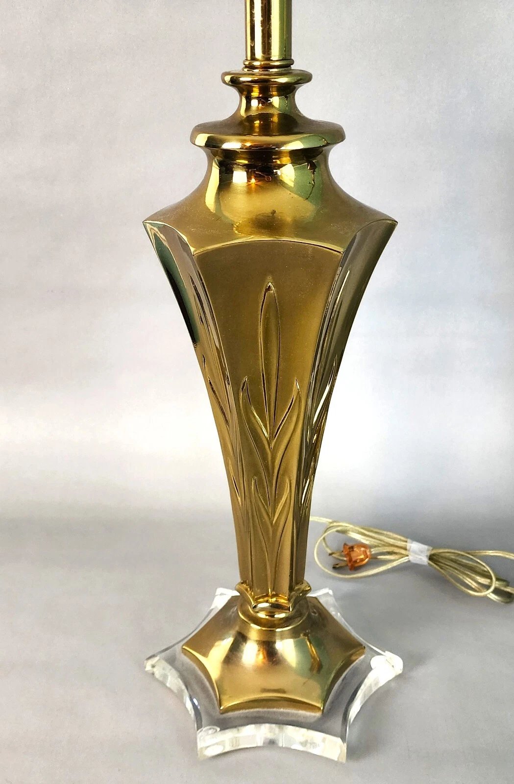 Rembrandt Table Lamps Brass Lucite Pair