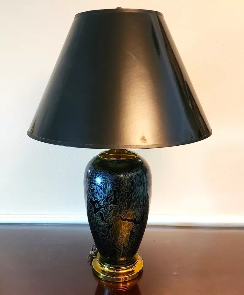 Vintage Royal Brierley Table Lamp Iridescent Signed