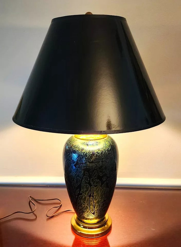 Vintage Royal Brierley Table Lamp Iridescent Signed
