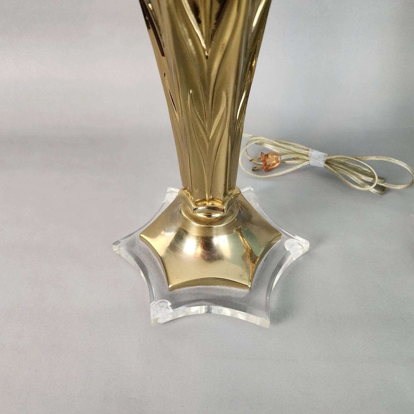 Rembrandt Table Lamps Brass Lucite Pair