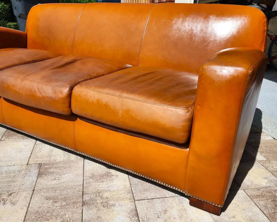 Ralph Lauren Saddle Leather Sofa 1980s