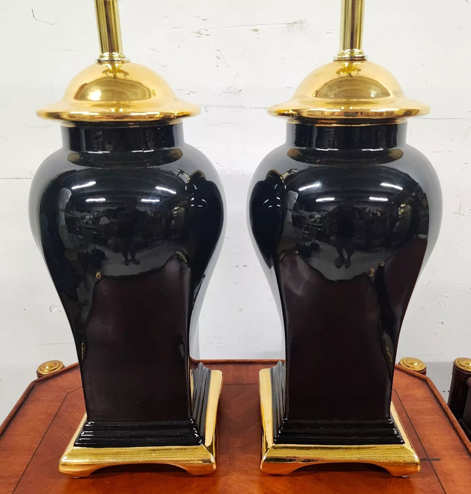Vintage Regency Chinoiserie Table Lamps by SUNSET COSCO Pair