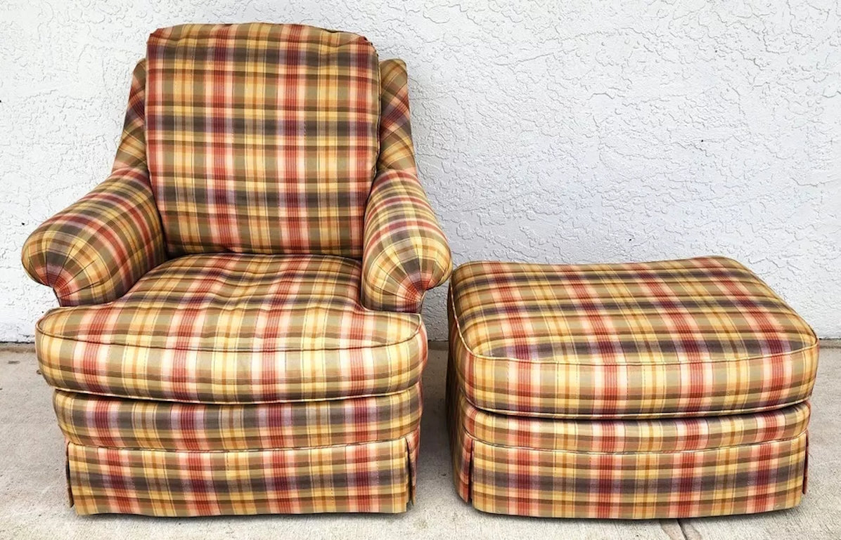 Sherrill English Country Club Chair & Ottoman