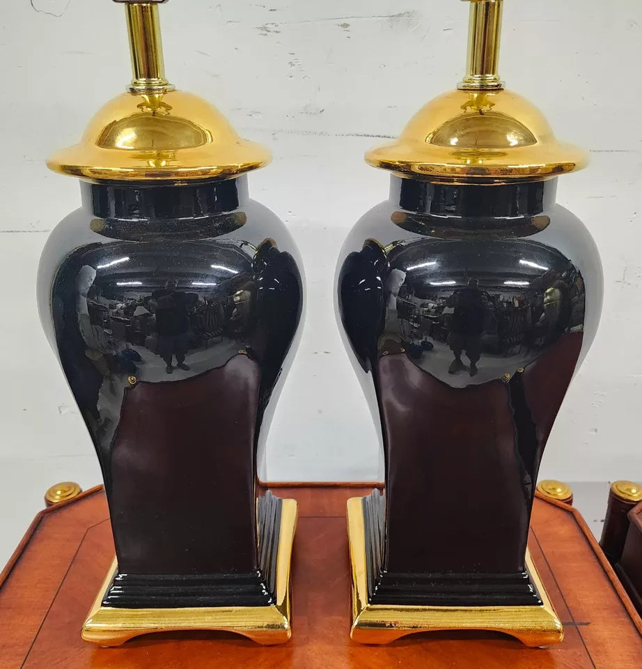 Vintage Regency Chinoiserie Table Lamps by SUNSET COSCO Pair