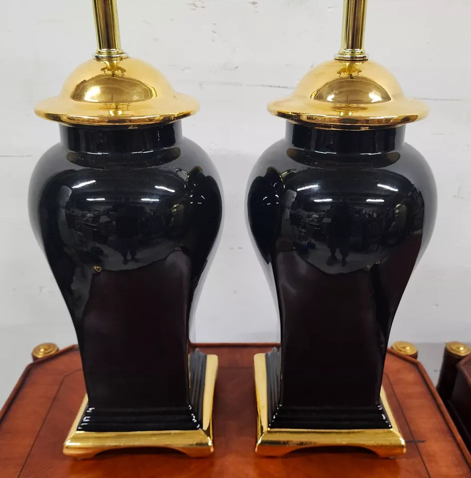 Vintage Regency Chinoiserie Table Lamps by SUNSET COSCO Pair