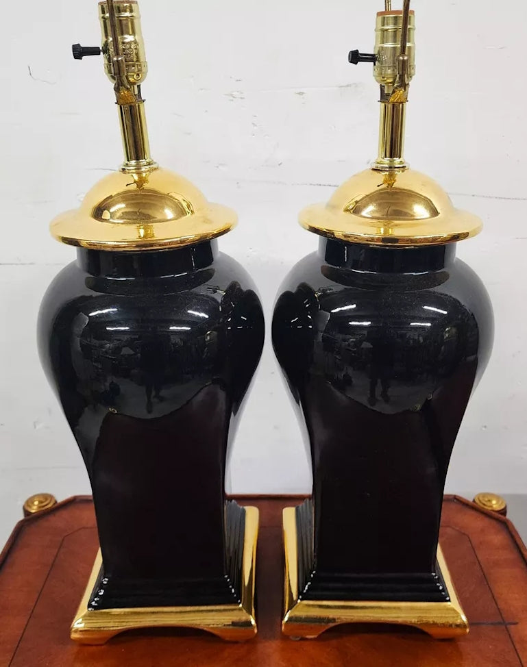 Vintage Regency Chinoiserie Table Lamps by SUNSET COSCO Pair