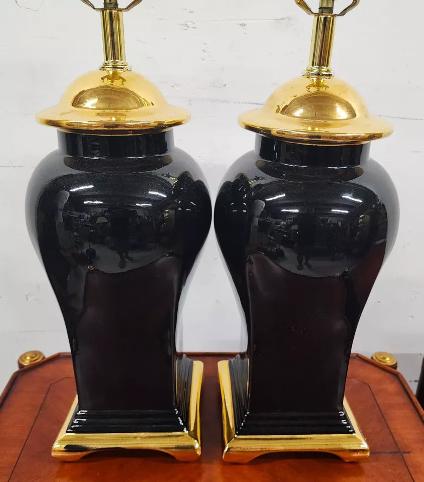 Vintage Regency Chinoiserie Table Lamps by SUNSET COSCO Pair