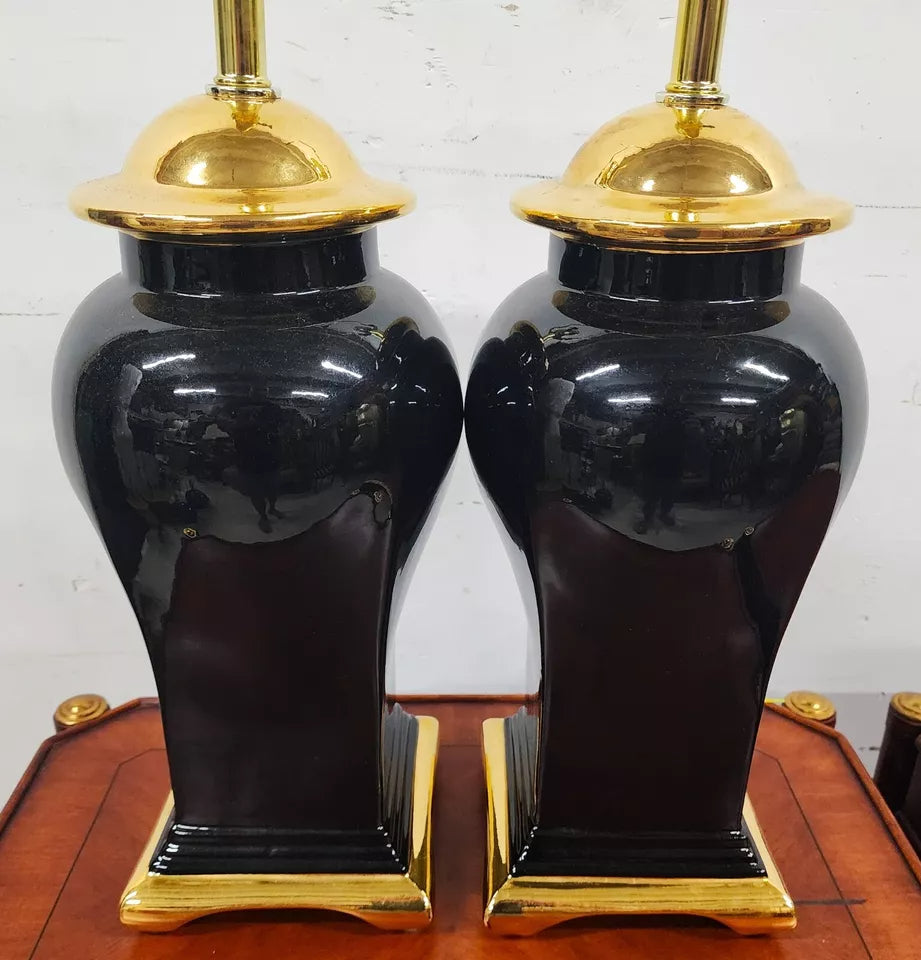 Vintage Regency Chinoiserie Table Lamps by SUNSET COSCO Pair