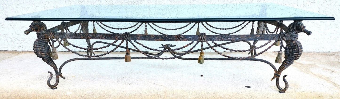 Vintage Patinated Seahorse Coffee Table Starfish