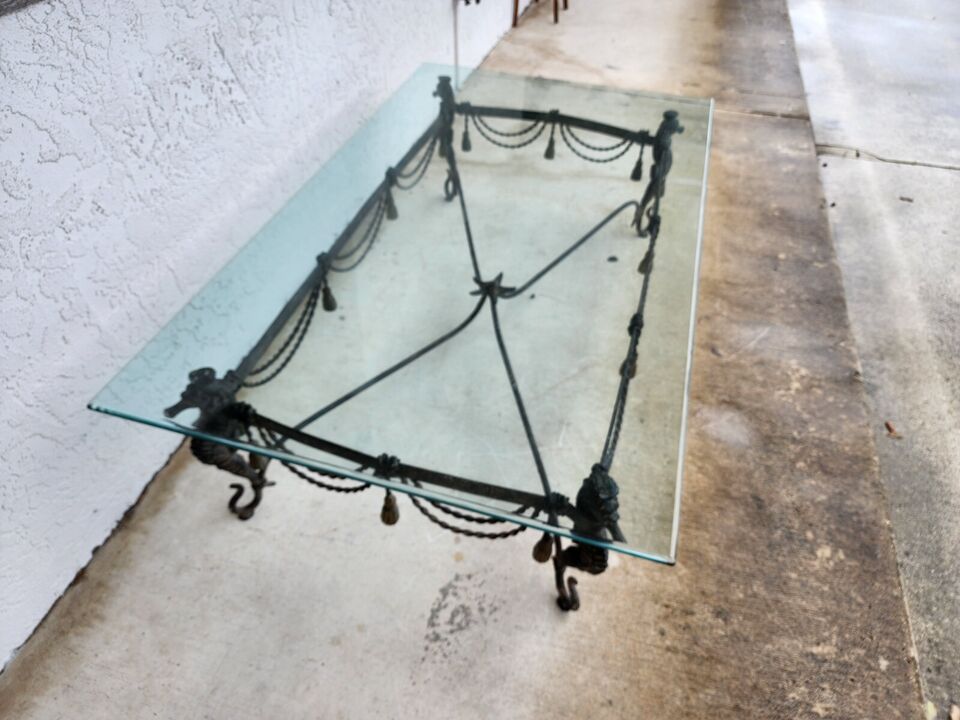 Vintage Patinated Seahorse Coffee Table Starfish