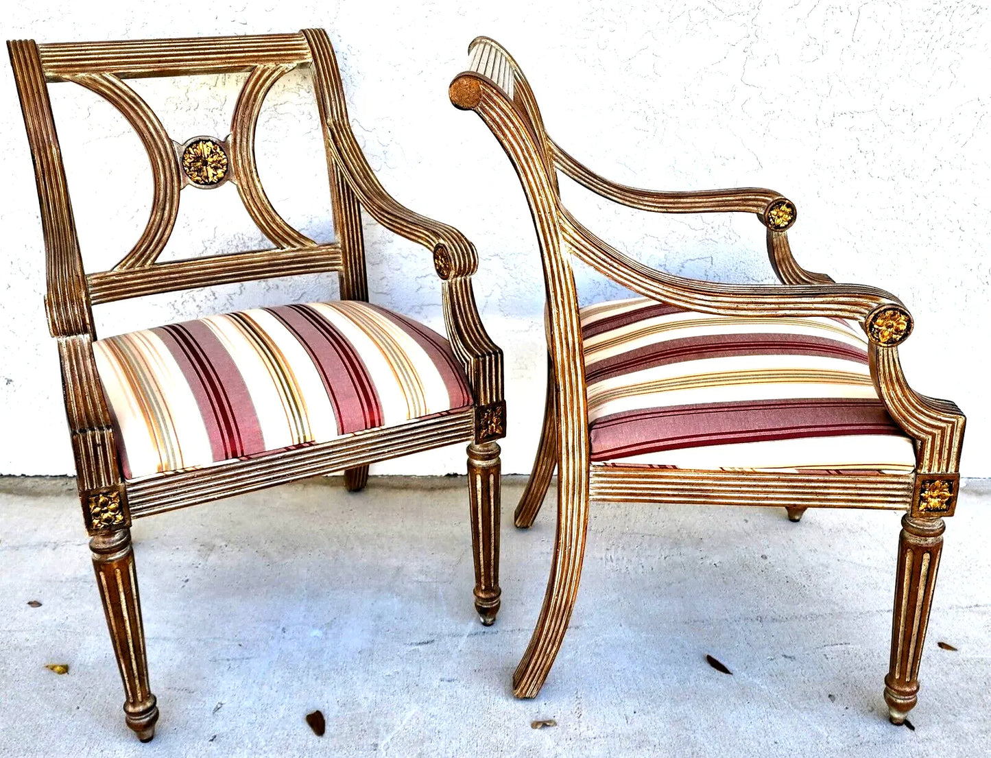 Italian Neoclassical Armchairs by Thomasville Pair