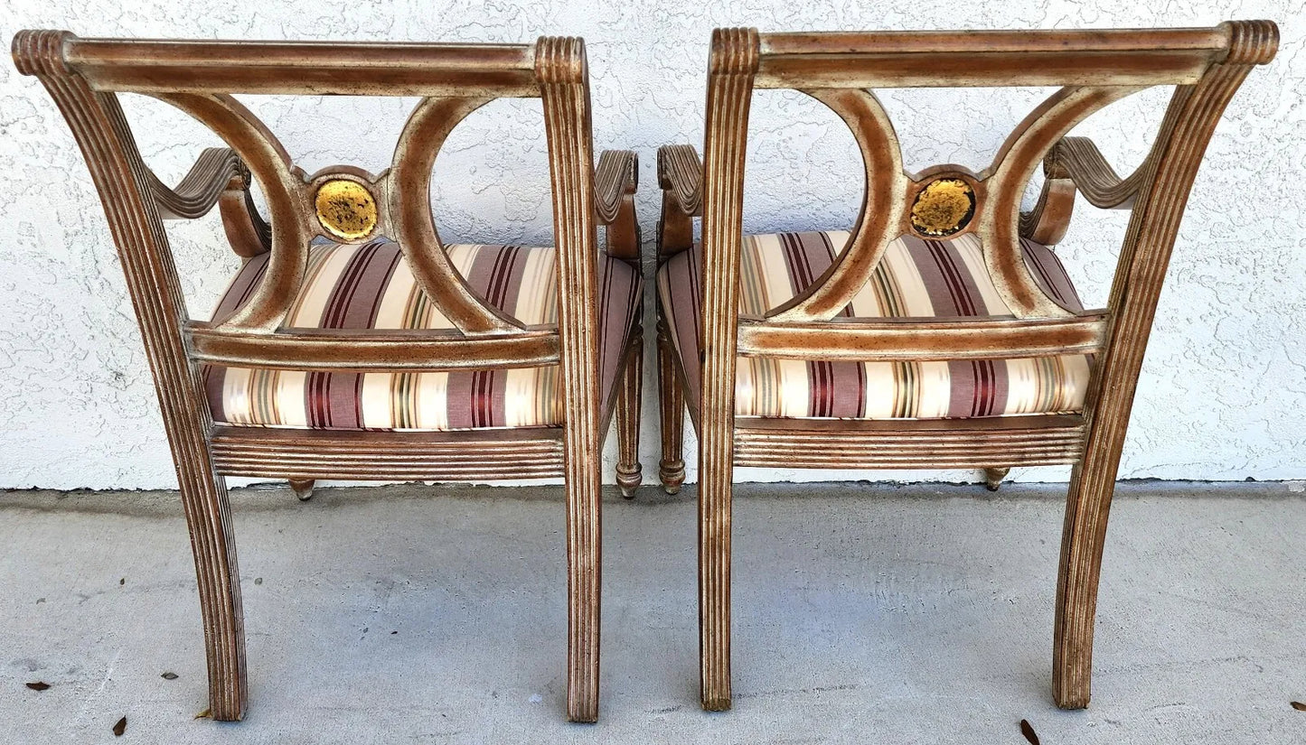 Italian Neoclassical Armchairs by Thomasville Pair