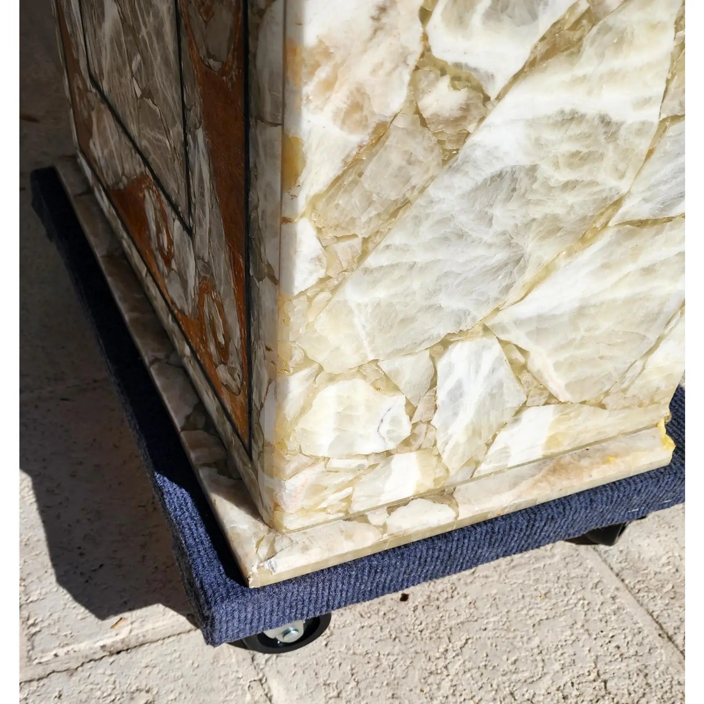 Dm Semi Precious Stone Dining Table Inlaid Orcas Fish Custom Made