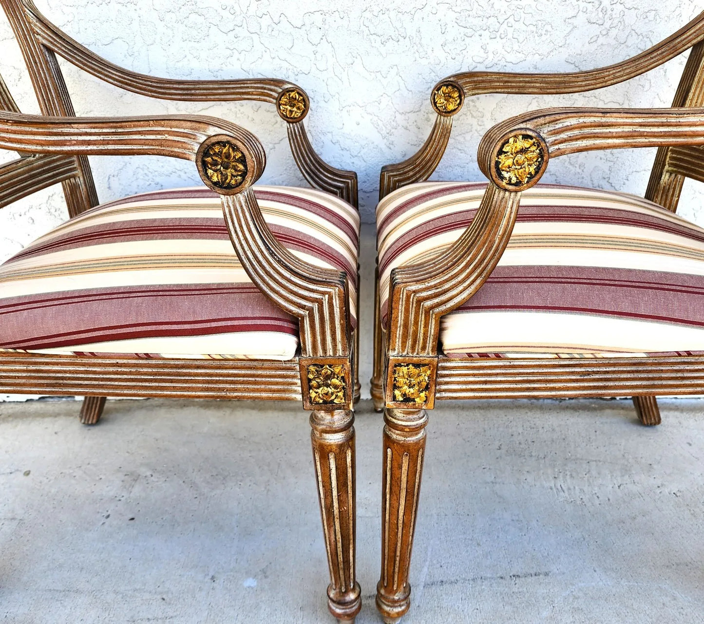 Italian Neoclassical Armchairs by Thomasville Pair