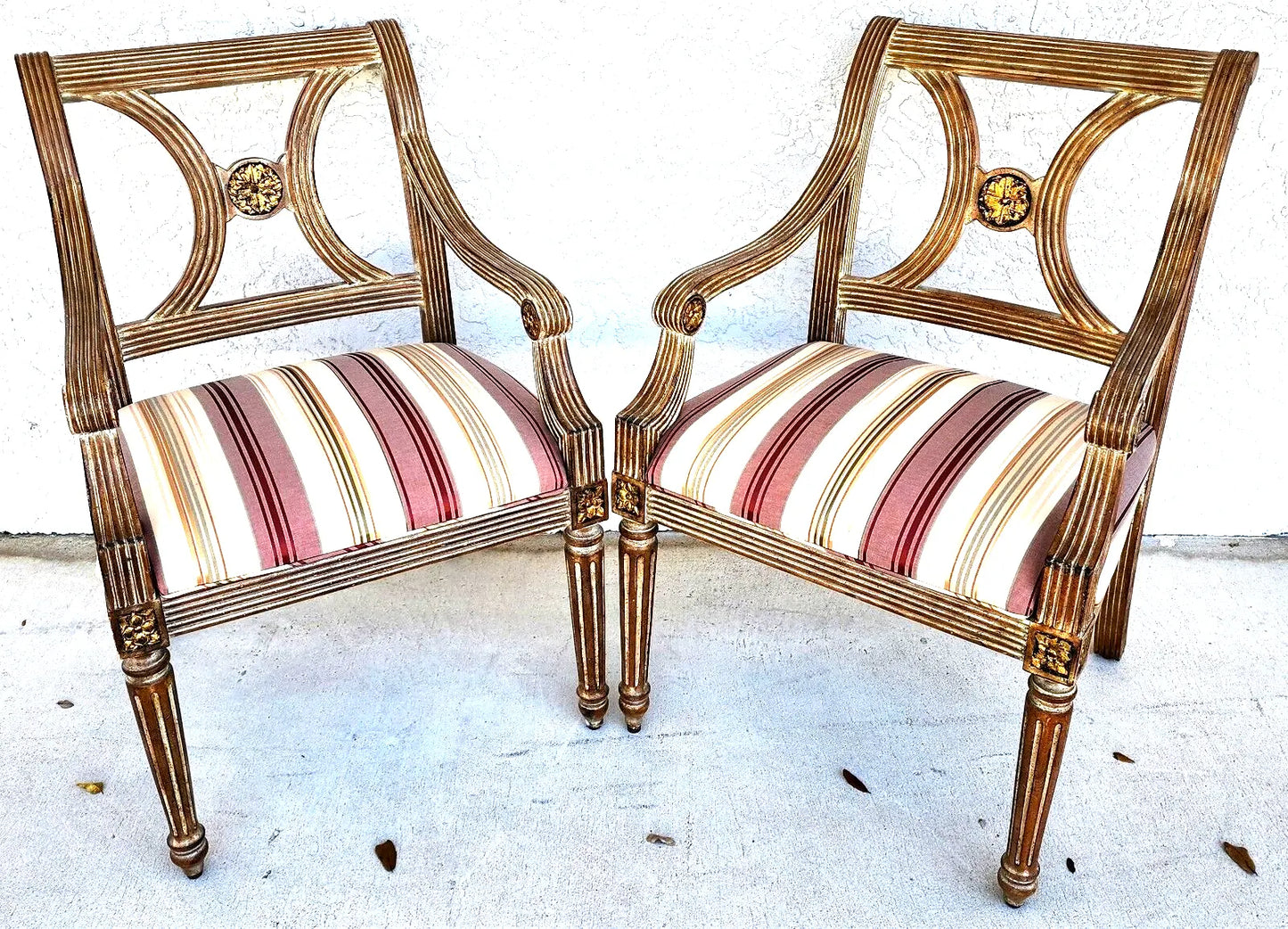 Italian Neoclassical Armchairs by Thomasville Pair