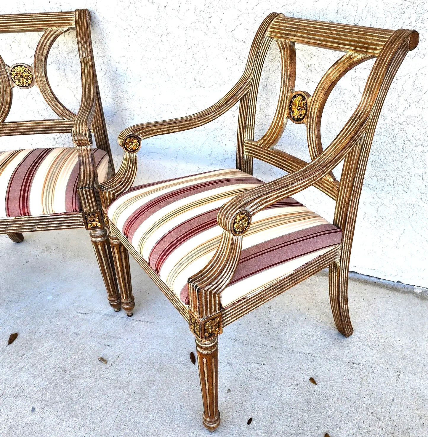 Italian Neoclassical Armchairs by Thomasville Pair