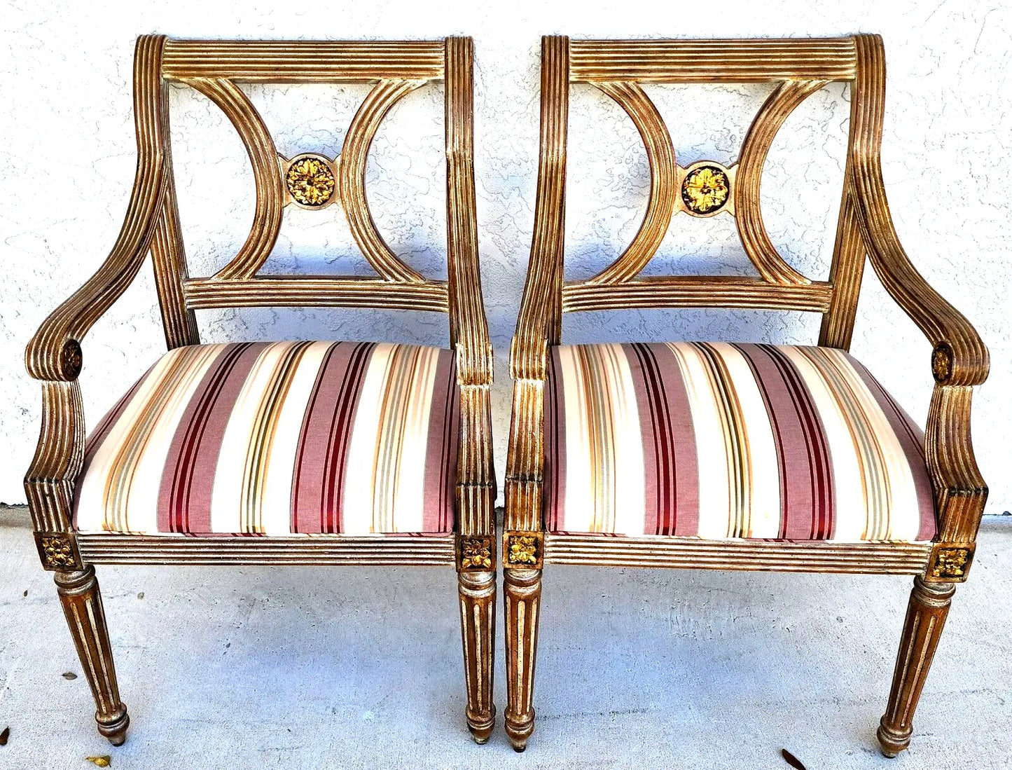Italian Neoclassical Armchairs by Thomasville Pair