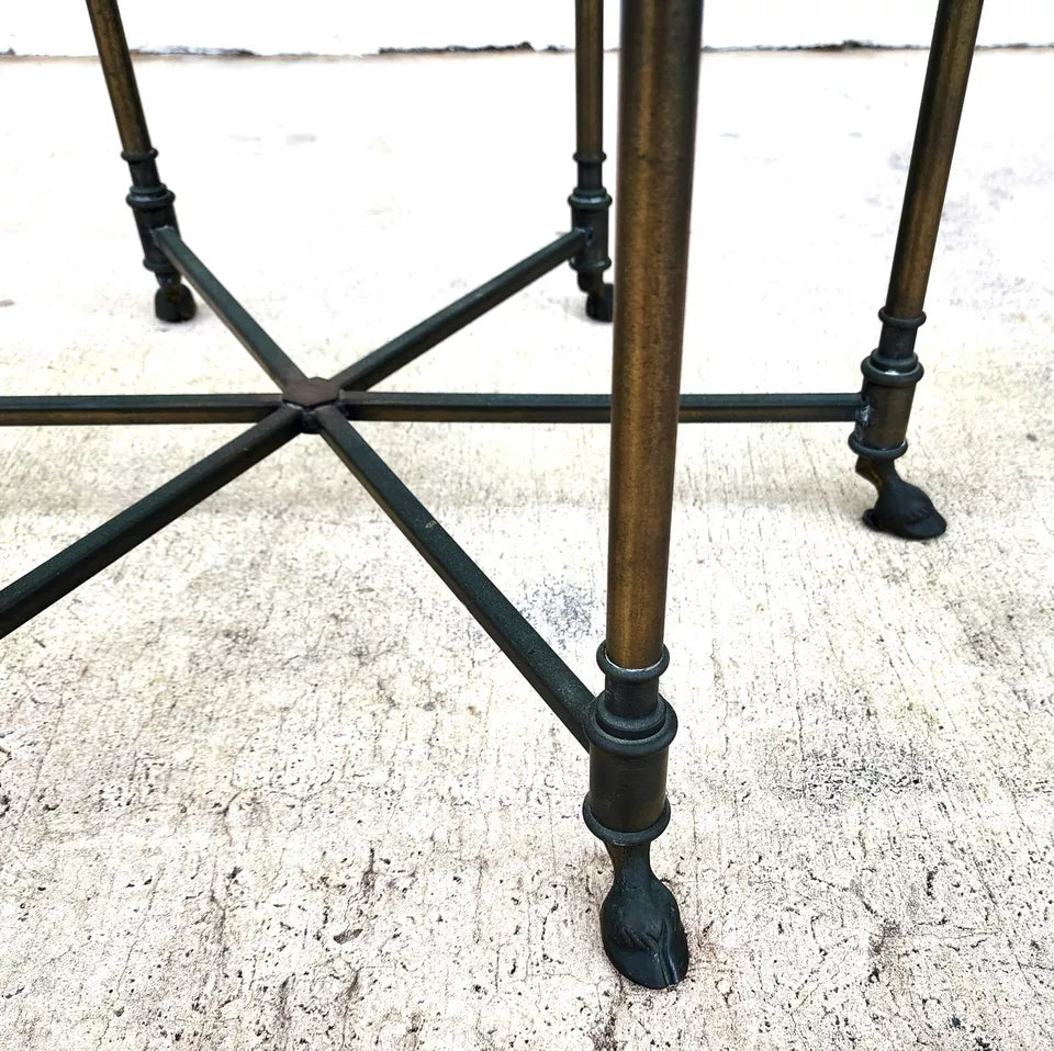Labarge Side Table Brass Glass Hoof Footed Octagonal