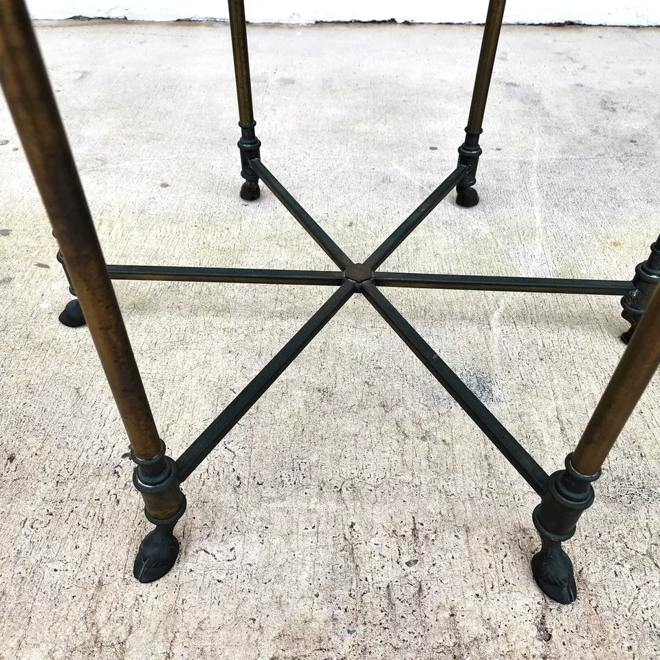 Labarge Side Table Brass Glass Hoof Footed Octagonal
