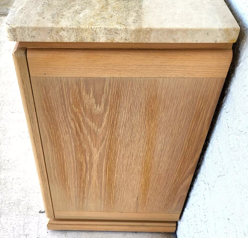 Thomasville Nightstands Blonde Marble Tops Pair