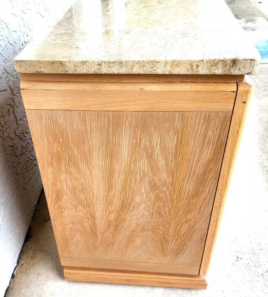 Thomasville Nightstands Blonde Marble Tops Pair