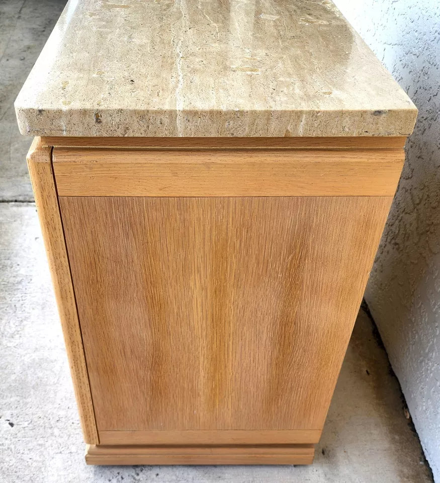 Thomasville Nightstands Blonde Marble Tops Pair