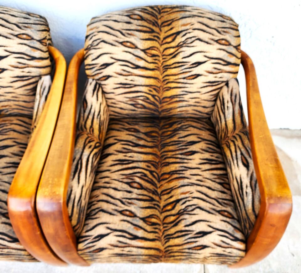 Vintage Club Chairs & Ottoman A Pair