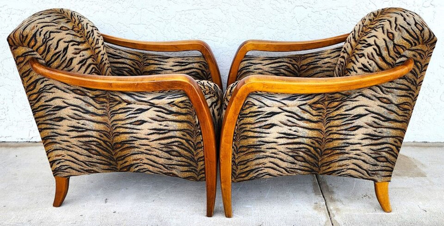Vintage Club Chairs & Ottoman A Pair