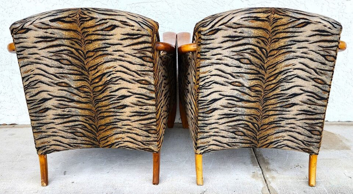 Vintage Club Chairs & Ottoman A Pair