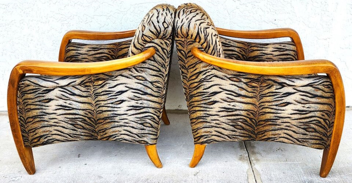 Vintage Club Chairs & Ottoman A Pair